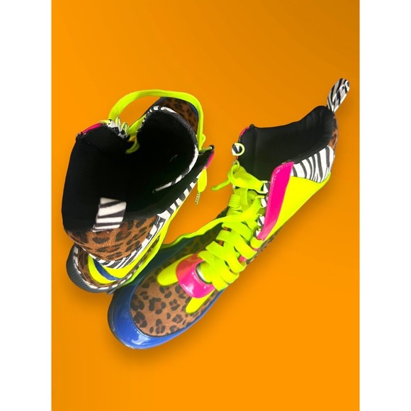 Cape Robbin Commander Multi-Color Lug Sole Lace Up Chunk Heel Platform Boots 10M - Picture 8 of 11